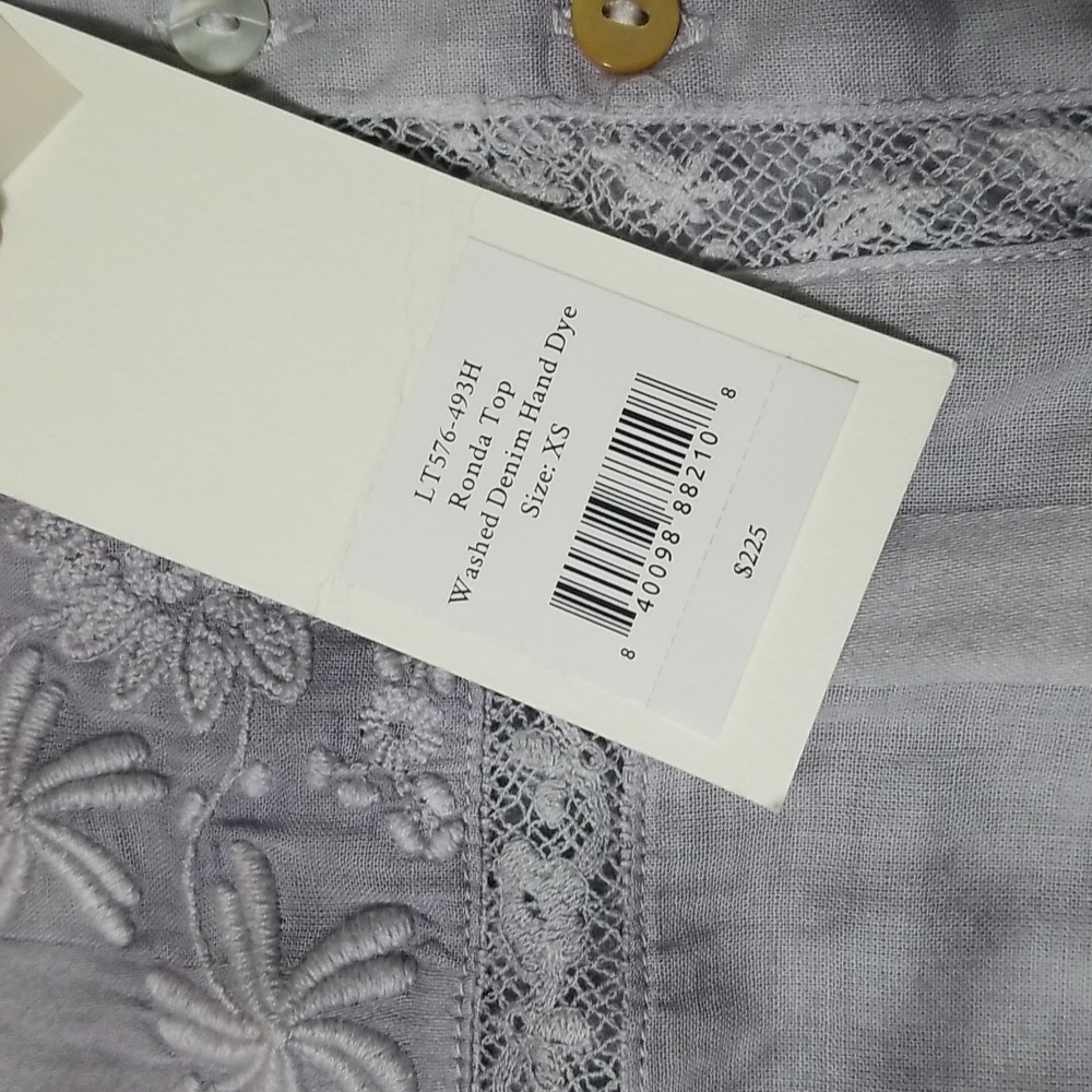 LoveShackFancy Ronda Top in Washed Denim sz xs NWT - Picture 9 of 12